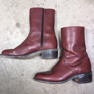Frye Side Zip Ankle boots Style 2700 8.5D USA Vintage 80s Mahogany Oxblood READ